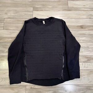 lululemon athletica Black Quilted-Front Crewneck Sweatshirt
